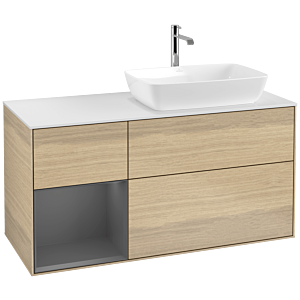 Villeroy and Boch Finion Villeroy and Boch Finion F801GKPC 120cm, cover plate matt white, shelves anthracite matt lacquer, Oak Veneer