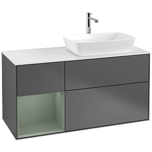 Villeroy et Boch Finion Villeroy et Boch F801GMGK 120cm, plateau blanc mat, étagères laquées mat, anthracite mat