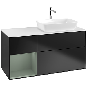 Villeroy and Boch Finion Villeroy and Boch Finion F801GMPD 120cm, cover plate white matt, shelves olive matt lacquer, black matt lacquer