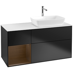 Villeroy and Boch Finion Villeroy and Boch Finion F801GNPD 120cm, cover plate white matt, shelves Walnut Veneer , black matt lacquer