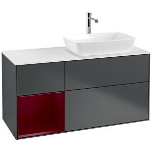 Villeroy und Boch Finion Waschtischunterschrank F801HBHG 120cm, Abdeckplatte white matt, Regale Peony matt lacquer, Midnight Blue Matt Lacquer