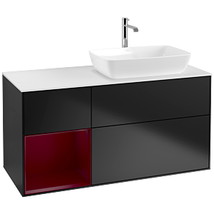 Villeroy und Boch Finion Waschtischunterschrank F801HBPD 120cm, Abdeckplatte white matt, Regale Peony matt lacquer, Black matt lacquer