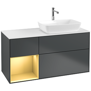Villeroy and Boch Finion Villeroy and Boch Finion F801HFHG 120cm, cover plate matt white, shelves matt gold lacquer, Midnight Blue Matt Lacquer