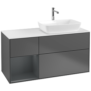 Villeroy et Boch Finion Villeroy et Boch F801HGGK 120cm, plaque de recouvrement blanc mat, étagères laqué mat Midnight, anthracite mat