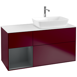 Villeroy und Boch Finion Waschtischunterschrank F801HGHB 120cm, Abdeckplatte white matt, Regale Midnight matt lacquer, Peony Matt
