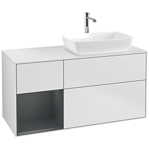 Villeroy und Boch Finion Waschtischunterschrank F801HGMT 120cm, Abdeckplatte white matt, Regale Midnight matt lacquer, White matt lacquer
