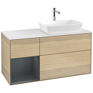Villeroy and Boch Finion Villeroy and Boch Finion F801HGPC 120cm, cover plate white matt, shelves Midnight matt lacquer, Oak Veneer