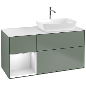 Villeroy and Boch Finion Villeroy and Boch Finion F801MTGM 120cm, cover plate matt white, shelves matt white lacquer, Olive Matt Lacquer