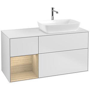 Villeroy et Boch Finion Villeroy et Boch F801PCMT 120cm, plaque de recouvrement blanc mat, étagères Oak Veneer , laqué blanc mat