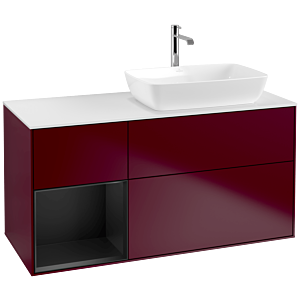 Villeroy und Boch Finion Waschtischunterschrank F801PDHB 120cm, Abdeckplatte white matt, Regale Black matt lacquer, Peony Matt