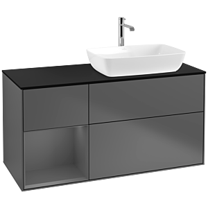 Villeroy et Boch Finion Villeroy et Boch F802GKGK 120cm, plaque de finition noir mat, étagères laqué anthracite mat, anthracite mat