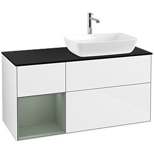 Villeroy and Boch Finion Villeroy and Boch Finion F802GMGF 120cm, cover plate black matt, shelves olive matt lacquer, glossy white lacquer