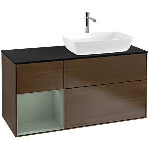 Villeroy and Boch Finion Villeroy and Boch Finion F802GMGN 120cm, cover plate black matt, shelves olive matt lacquer, walnut veneer