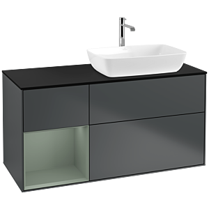 Villeroy et Boch Finion Villeroy et Boch F802GMHG 120cm, plaque de recouvrement noir mat, étagères laqué olive mat, Midnight Blue Matt Lacquer