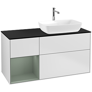 Villeroy and Boch Finion Villeroy and Boch Finion F802GMMT 120cm, cover plate black matt, shelves olive matt lacquer, white matt lacquer