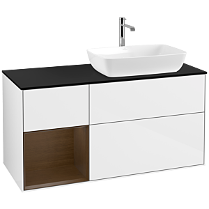 Villeroy and Boch Finion Villeroy and Boch Finion F802GNGF 120cm, cover plate black matt, shelves Walnut Veneer , glossy white lacquer