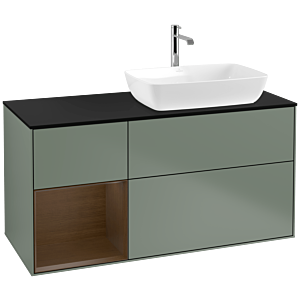 Villeroy and Boch Finion Villeroy and Boch Finion F802GNGM 120cm, cover plate matt black, shelves Walnut Veneer , Olive Matt Lacquer