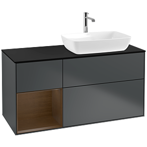 Villeroy and Boch Finion Villeroy and Boch Finion F802GNHG 120cm, black matt cover plate, Walnut Veneer shelves, Midnight Blue Matt Lacquer