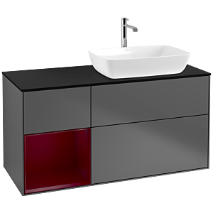 Villeroy et Boch Finion Villeroy et Boch F802HBGK 120cm, plaque de recouvrement noir mat, étagères Peony laqué mat, anthracite mat