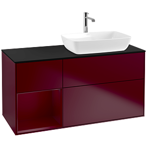 Villeroy and Boch Finion Villeroy and Boch Finion F802HBHB 120cm, black matt cover plate, Peony matt lacquer shelves, Peony Matt