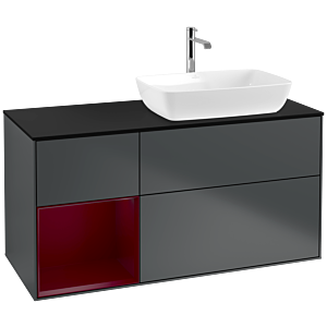 Villeroy et Boch Finion Villeroy et Boch F802HBHG 120cm, plaque de recouvrement noir mat, étagères Peony laqué mat, Midnight Blue Matt Lacquer