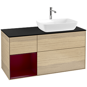 Villeroy and Boch Finion Villeroy and Boch Finion F802HBPC 120cm, cover plate black matt, shelves Peony matt lacquer, Oak Veneer