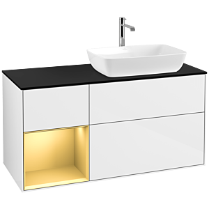 Villeroy and Boch Finion Villeroy and Boch Finion F802HFGF 120cm, cover plate black matt, shelves gold matt lacquer, glossy white lacquer