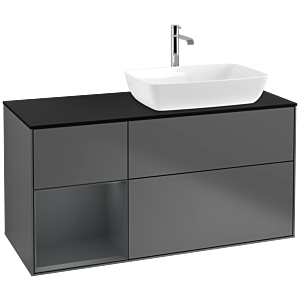 Villeroy and Boch Finion Villeroy and Boch Finion F802HGGK 120cm, cover plate black matt, shelves Midnight matt lacquer, anthracite matt