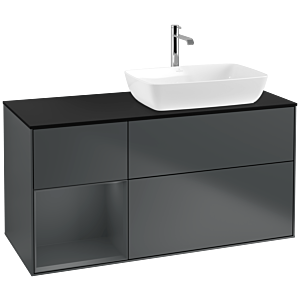Villeroy und Boch Finion Waschtischunterschrank F802HGHG 120cm, Abdeckplatte black matt, Regale Midnight matt lacquer, Midnight Blue Matt Lacquer