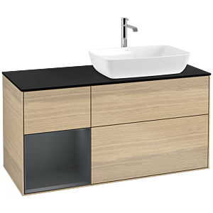 Villeroy and Boch Finion Villeroy and Boch Finion F802HGPC 120cm, black matt cover plate, Midnight matt lacquer shelves, Oak Veneer