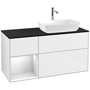 Villeroy and Boch Finion Villeroy and Boch Finion F802MTGF 120cm, cover plate black matt, shelves white matt lacquer, glossy white lacquer