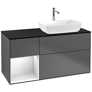 Villeroy and Boch Finion Villeroy and Boch Finion F802MTGK 120cm, cover plate black matt, shelves white matt lacquer, anthracite matt