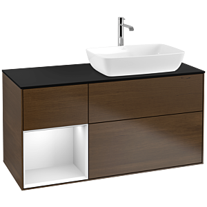 Villeroy and Boch Finion Villeroy and Boch Finion F802MTGN 120cm, cover plate black matt, shelves white matt lacquer, walnut veneer