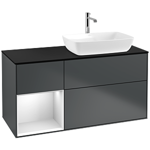 Villeroy and Boch Finion Villeroy and Boch Finion F802MTHG 120cm, cover plate black matt, shelves white matt lacquer, Midnight Blue Matt Lacquer