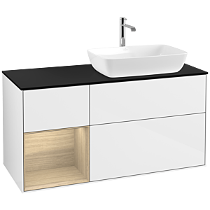 Villeroy and Boch Finion Villeroy and Boch Finion F802PCGF 120cm, black matt cover plate, Oak Veneer shelves, glossy white lacquer