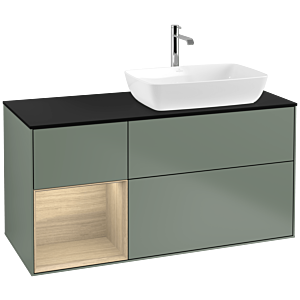 Villeroy et Boch Finion Villeroy et Boch F802PCGM 120cm, plaque de recouvrement noir mat, étagères Oak Veneer , Olive Matt Lacquer