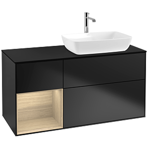 Villeroy and Boch Finion Villeroy and Boch Finion F802PCPD 120cm, cover plate black matt, shelves Oak Veneer , black matt lacquer