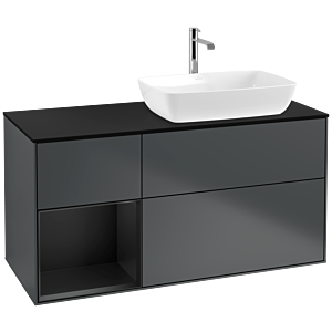 Villeroy et Boch Finion Villeroy et Boch F802PDHG 120cm, plaque de recouvrement noire mate, étagères Blue Matt Lacquer noir mat, Midnight Blue Matt Lacquer