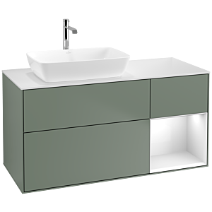 Villeroy and Boch Finion Villeroy and Boch Finion F811GFGM 120cm, cover plate matt white, shelves Glossy white lacquer, Olive Matt Lacquer