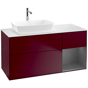 Villeroy et Boch Finion Villeroy et Boch F811GKHB 120cm, plaque de recouvrement blanc mat, étagères laqué mat anthracite, Peony Matt