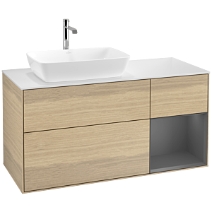 Villeroy and Boch Finion Villeroy and Boch Finion F811GKPC 120cm, cover plate matt white, shelves anthracite matt lacquer, Oak Veneer