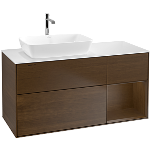 Villeroy et Boch Finion Villeroy et Boch F811GNGN 120cm, plaque de recouvrement blanc mat, étagères Walnut Veneer , placage Walnut Veneer