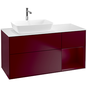 Villeroy et Boch Finion Villeroy et Boch F811HBHB 120cm, plaque de recouvrement blanc mat, étagères Peony laqué mat, Peony Matt