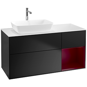 Villeroy und Boch Finion Waschtischunterschrank F811HBPD 120cm, Abdeckplatte white matt, Regale Peony matt lacquer, Black matt lacquer