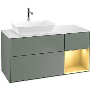 Villeroy and Boch Finion Villeroy and Boch Finion F811HFGM 120cm, cover plate white matt, shelves gold matt lacquer, Olive Matt Lacquer