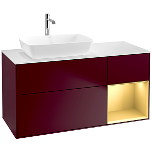 Villeroy und Boch Finion Waschtischunterschrank F811HFHB 120cm, Abdeckplatte white matt, Regale Gold matt lacquer, Peony Matt