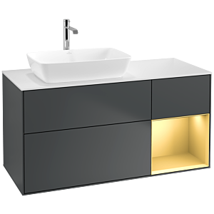Villeroy and Boch Finion Villeroy and Boch Finion F811HFHG 120cm, cover plate white matt, shelves gold matt lacquer, Midnight Blue Matt Lacquer