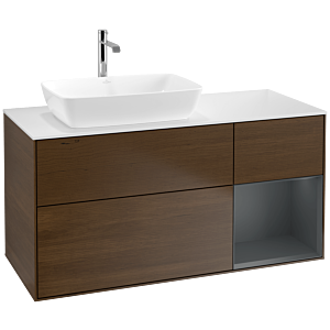 Villeroy and Boch Finion Villeroy and Boch Finion F811HGGN 120cm, cover plate white matt, shelves Midnight matt lacquer, Walnut veneer