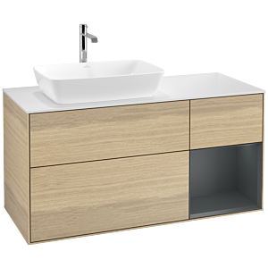 Villeroy and Boch Finion Villeroy and Boch Finion F811HGPC 120cm, cover plate matt white, shelves Midnight matt lacquer, Oak Veneer