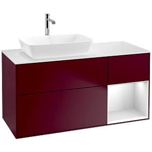 Villeroy et Boch Finion Villeroy et Boch F811MTHB 120cm, plaque de recouvrement blanc mat, étagères laqué blanc mat, Peony Matt
